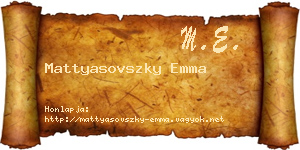 Mattyasovszky Emma névjegykártya